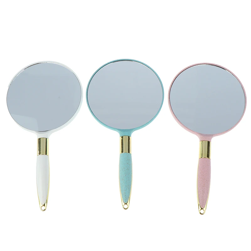 

CX210 Makeup Vanity Mirror Cute Plastic Vintage Hand Mirrors Round Hand Hold Cosmetic Mirror With Handle For Gifts 4 Colors