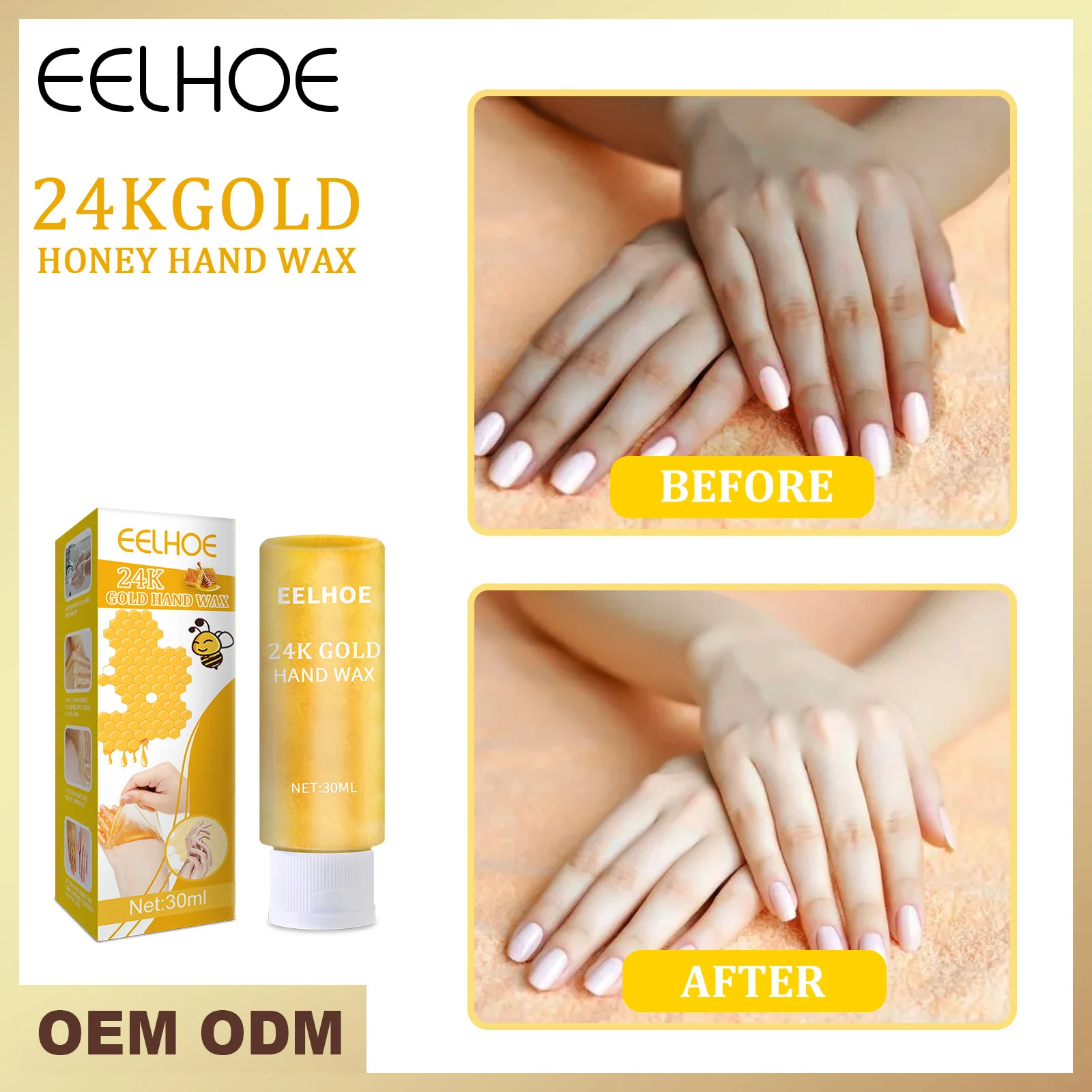 24K Gold Honey Bleaching Hand Mask Exfoliating Whitening Nourishes Anti-wrinkle Gel Smooth Moisturizing Repair Hand Skin 30ml