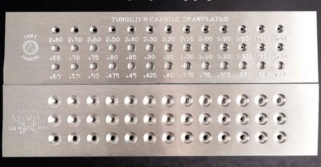 Tungsten Carbide Wire Drawplate 52 Holes Round Shape 0.26-4.10mm Jewellers Draw Plate