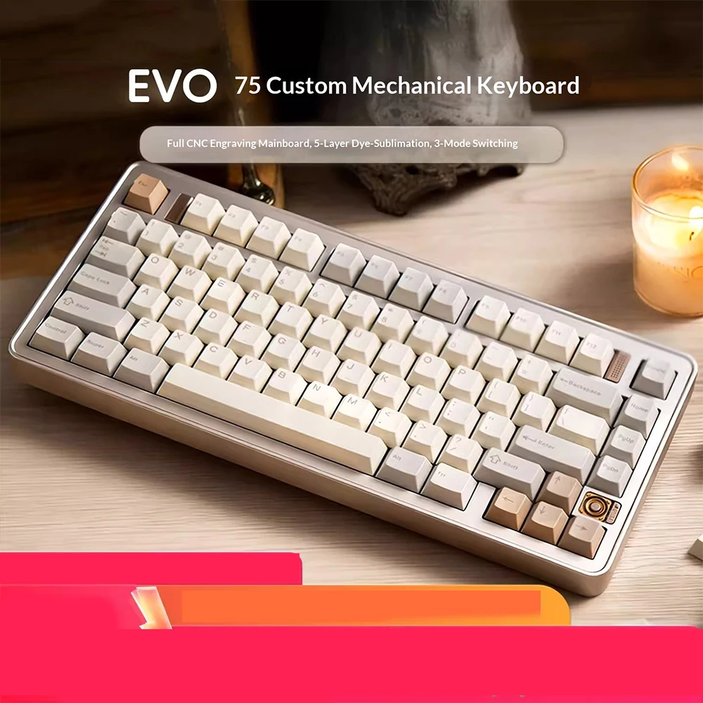 Фото Механическая клавиатура TICKTYPE EVO75, три режима подключения, низкая задержка, RGB-подсветка, игровая клавиатура с высокой износостойкостью, Gasket-крепление, Hot Swap, аксессуары для ПК, подарки №4