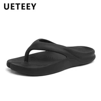 2022 summer flip flops mens beach shoes fashionable outerwear sandals trendy clip on soft bottom outdoor black couple slippers