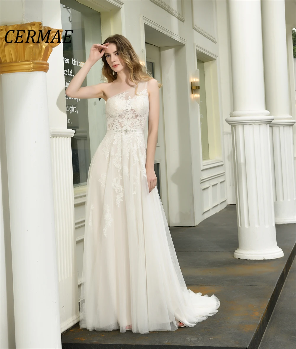 

CERMAE One shoulder Chiffon Embroidery Band Wedding Gown Prom White A-Line Party Dresses for Women 2023 PHOTO FACTORY PRICE