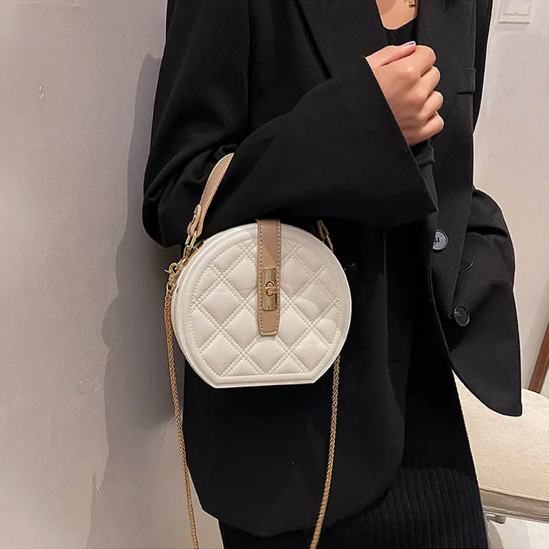 Fashion Luxury Women Chain Shoulder Round Bag  High Quality Handbag Purse Designer Round Shape Crossbody Bags Female Handle Bag