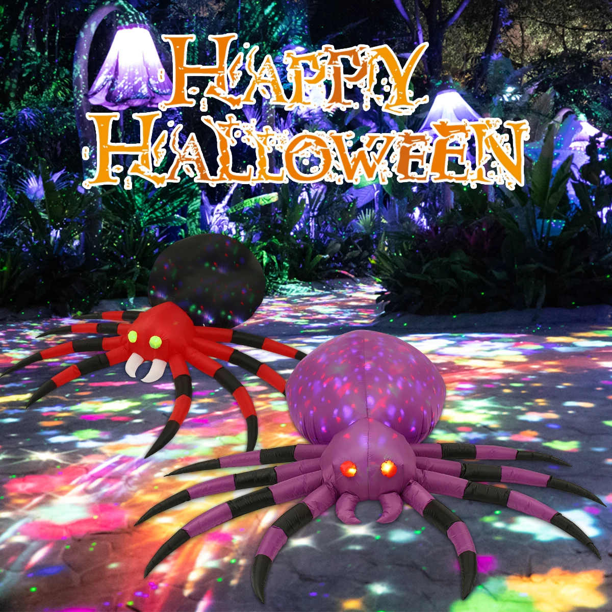 

8 футов Хэллоуин надувной паук со встроенсветодиодный Ной подсветкой взорный паук страшный Гигантский паук Опора водонепроницаемый паук д...