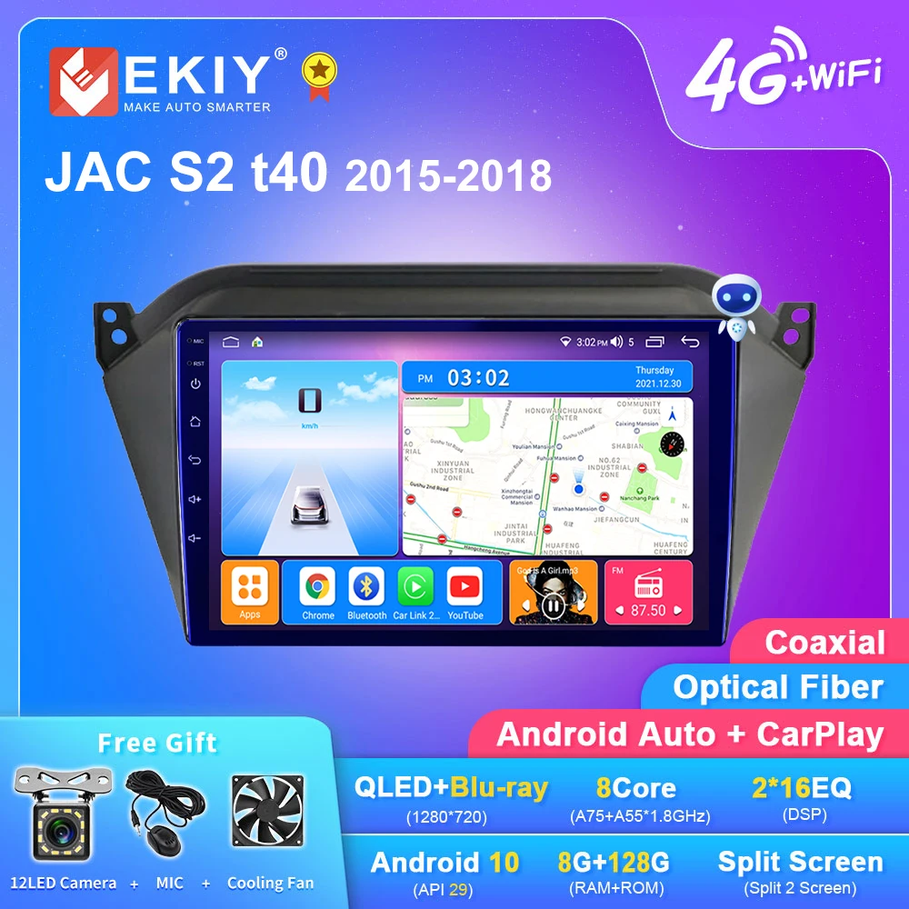 

EKIY T7 QLED DSP Android 10 Auto Radio For JAC S2 t40 2015-2018 Stereo Multimedia Video Player Navi GPS Carplay No 2din 2Din DVD