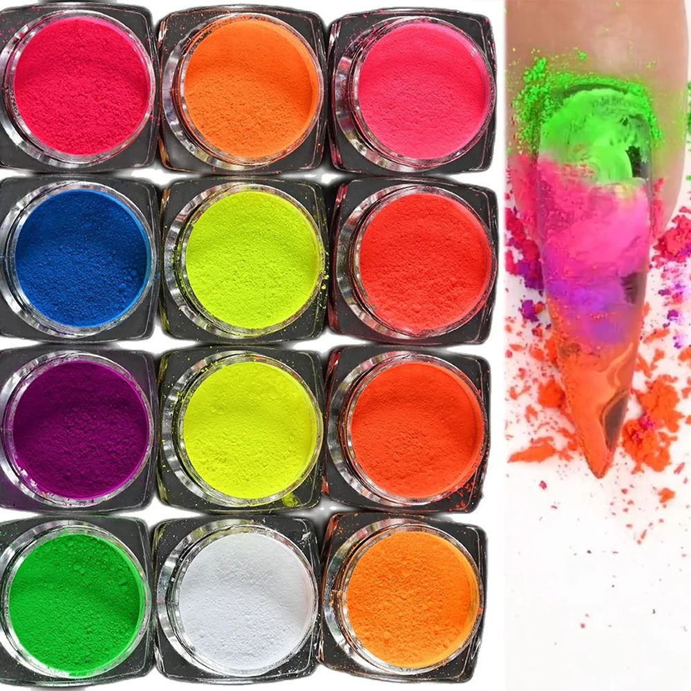 люминесцентные красители. флуоресцентный пигмент. порошок краситель светонакопительный. пигмент на ногтях. светящийся порошок люминофор.