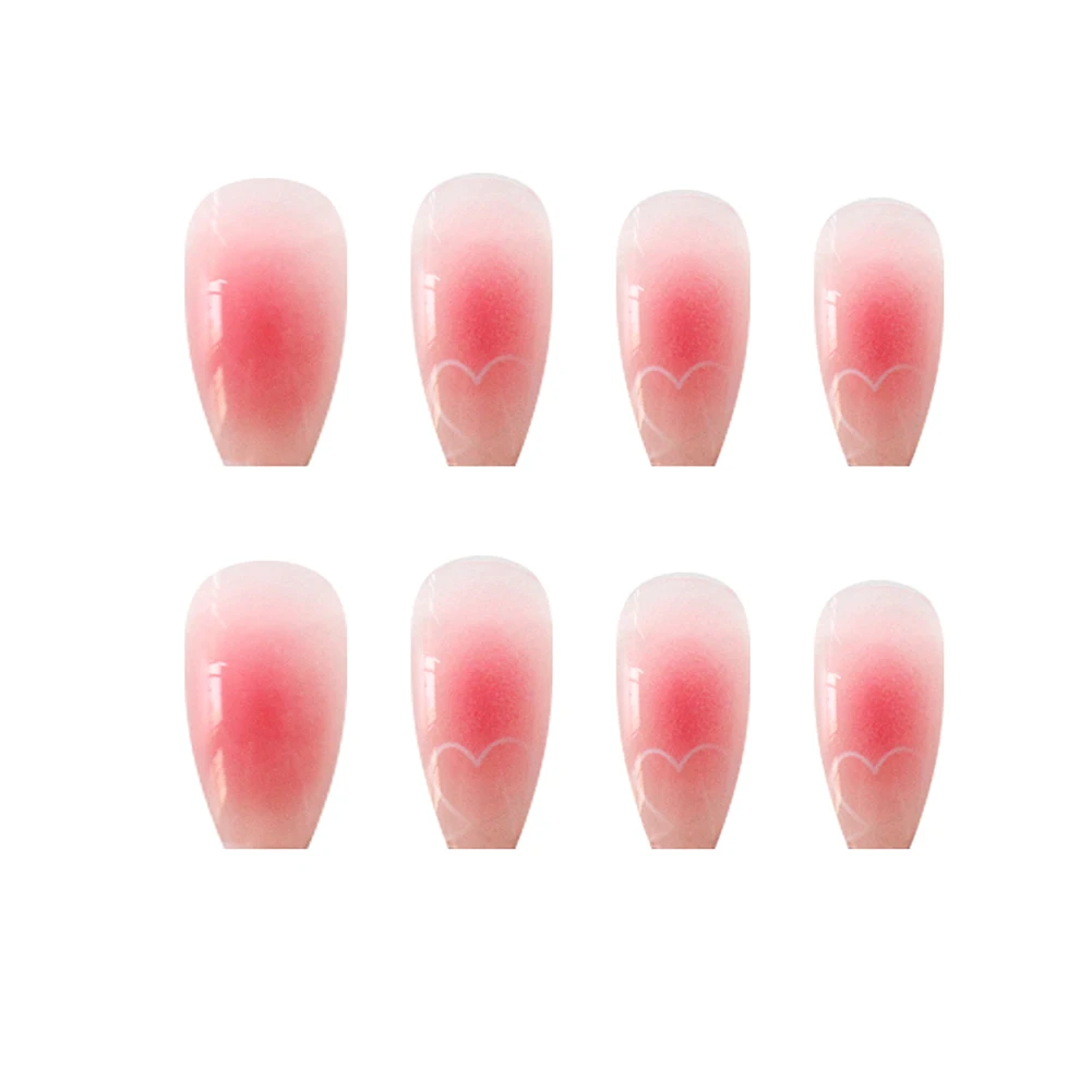 

24PCS Long Press On Nails Gradient Pink Design Sweet Style Full Coverage Nails