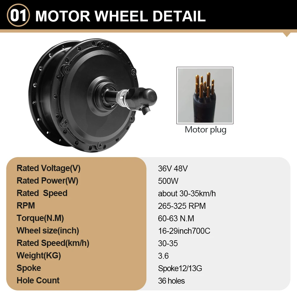 Комплект для переоборудования электровелосипеда 500 Вт 36/48 В