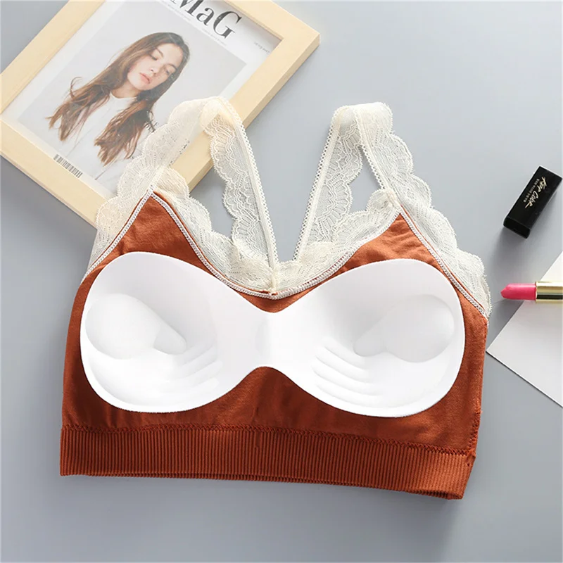 2022 Sexy Women Lace Tube Top Bra Wrap Brassiere No Steel Ring Comfortable Bottoming Soft Thread Sling Lingerie Sports Underwear