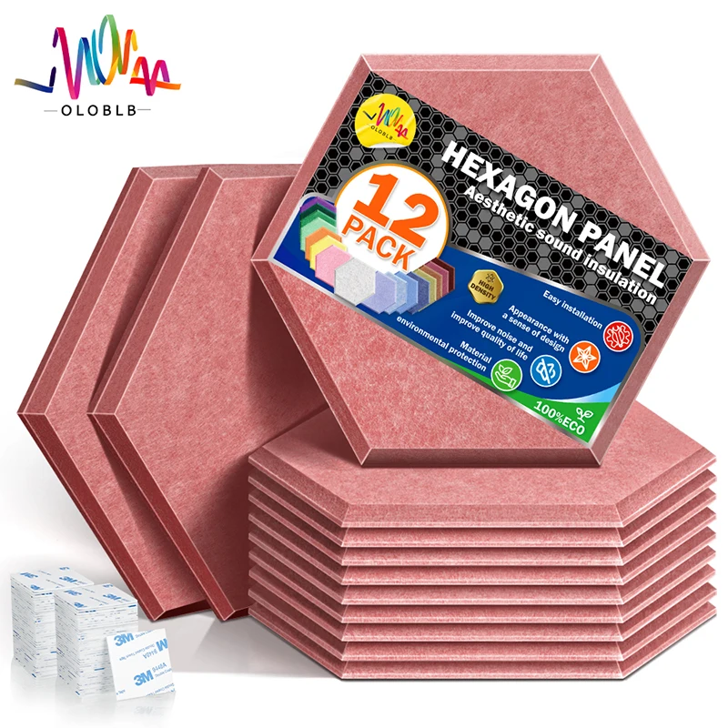 

Hexagon Acoustic Panels 12 Pcs， For Acoustic Insulation Sound Absorption Sound Panels， Eco Friendly Acoustic Treatment Dampening