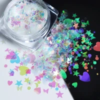 shining ab mermaid nail sequins butterfly moon star round heart mix glitter flakes mirror paillette for diy nail art decorations