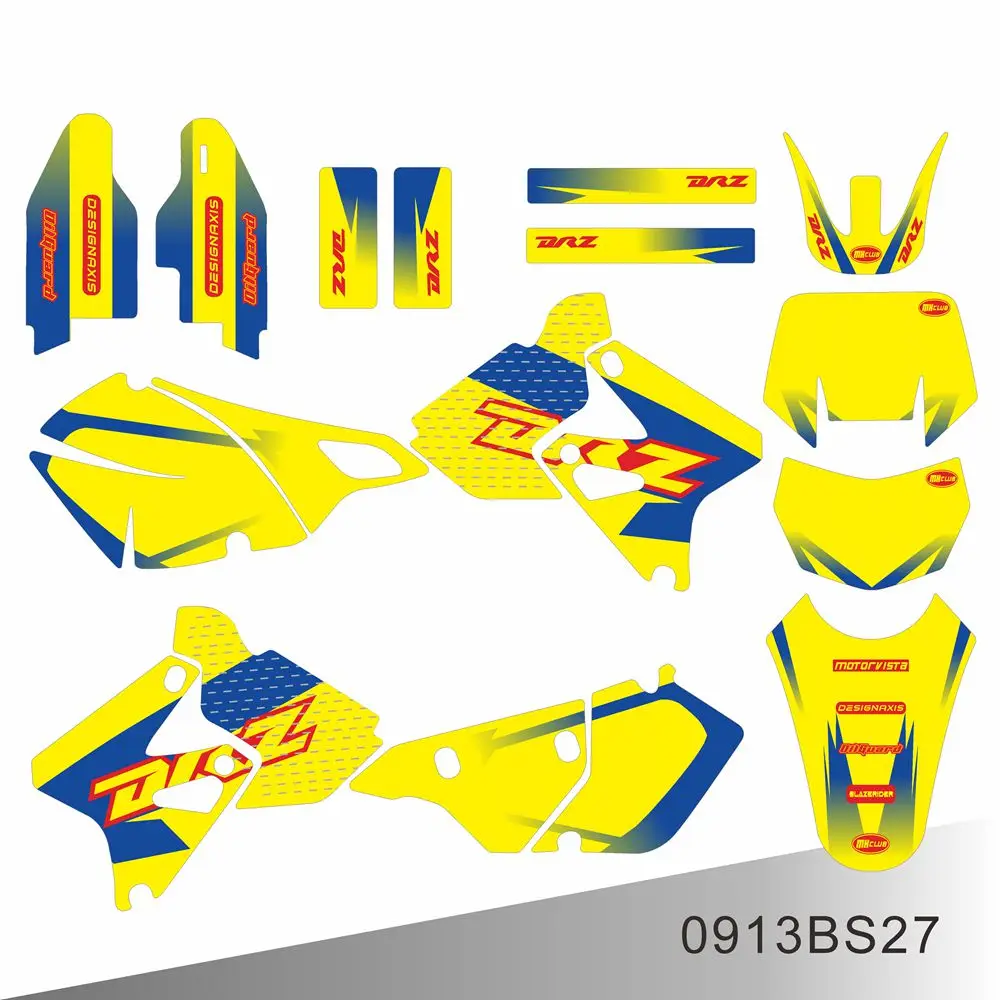 For SUZUKI DRZ400 SM S E DRZ 400 2000-2020 Pełna grafika Naklejki motocyklowe Tło Niestandardowy numer Nazwa