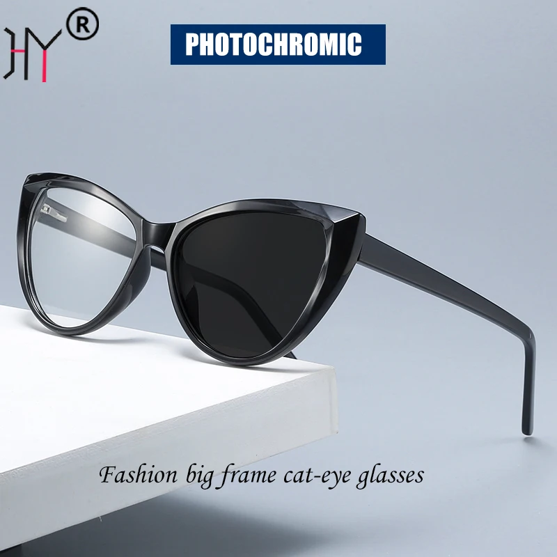 

HUYING 2023 Cat Eye TR90 Frame Photochromic Reading Glasses Men Women Anti Blue Light Computer Goggles Unisex Diopter 0 To +6.0