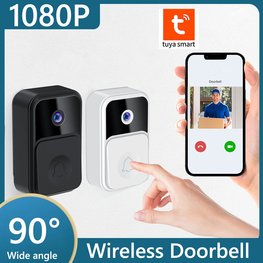 

1080P UHD Wireless Doorbell Tuya APP 2.4G WiFi Wireless Video Doorbell Night Vision Door Bell Camera Voice Change for Apartments