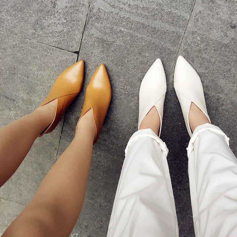 

Супер мягкое похудение! Ботильоны с V-образным вырезом, демисезонные однотонные Ботинки, Ботильоны из мягкой кожи на высоком французском ка...