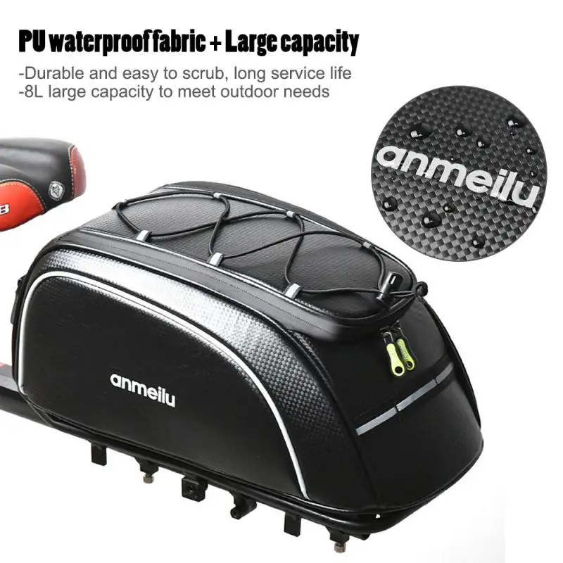 

Bag Rear Seat Large Capacity Bike Pannier Bag Waterproof Bike Rack Trunk Cargo Pack Motorcycle PU Tail Package