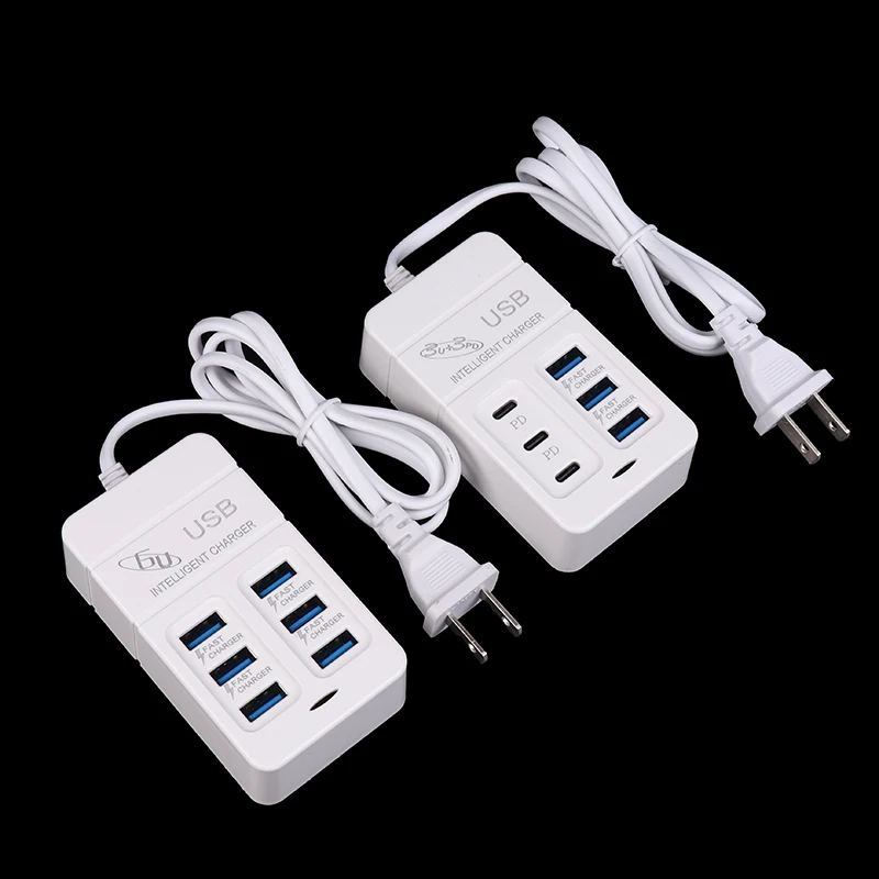 1 шт. вилка стандарта США 6 портов многопортовое USB-зарядное устройство 35 Вт PD Type-C