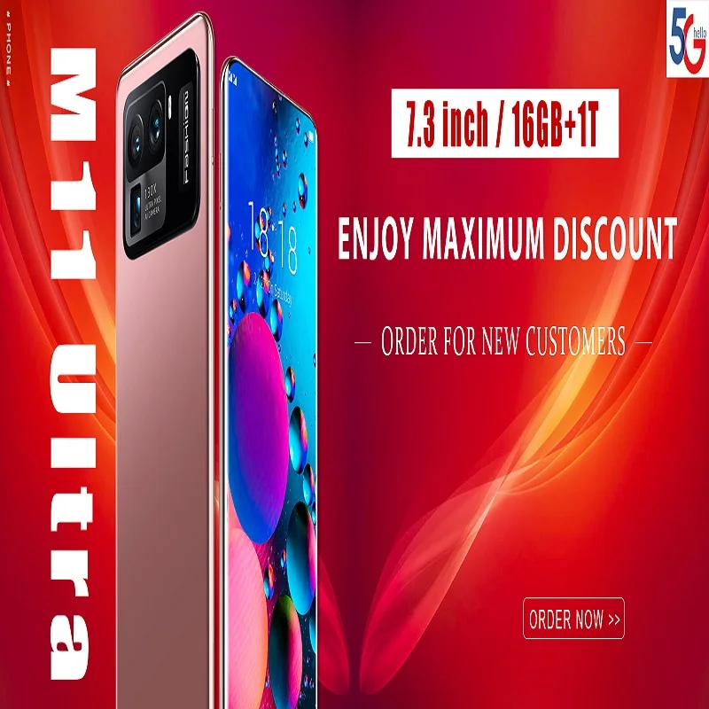 

Smartphone M11 ultra 7. 3 inch dual card unlocked 5G Global Version android 16gb 512gb 48mp camera 6800mah battry Cell Phones