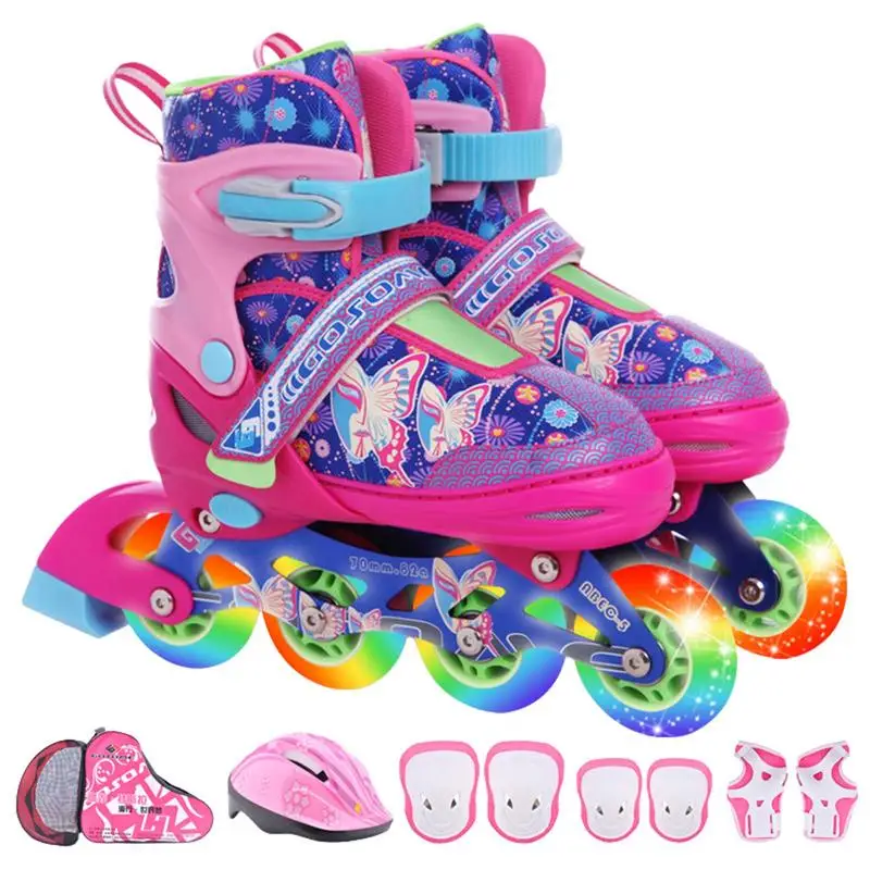 

Single Row Roller Skates Sturdy Adjustable Safe Toddler Shoe Reusable Toddler Roller Skating Shoes Multifunctional Light Up
