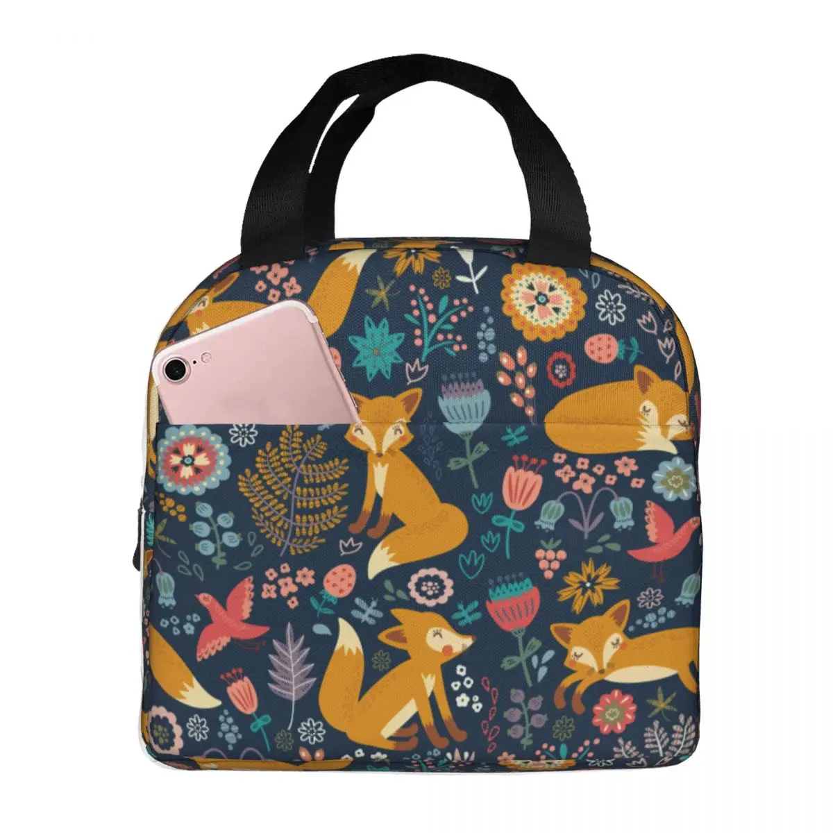 Lunch Bags for Men Women Fox Insulated Cooler Waterproof Picnic Oxford Lunch Box Handbags