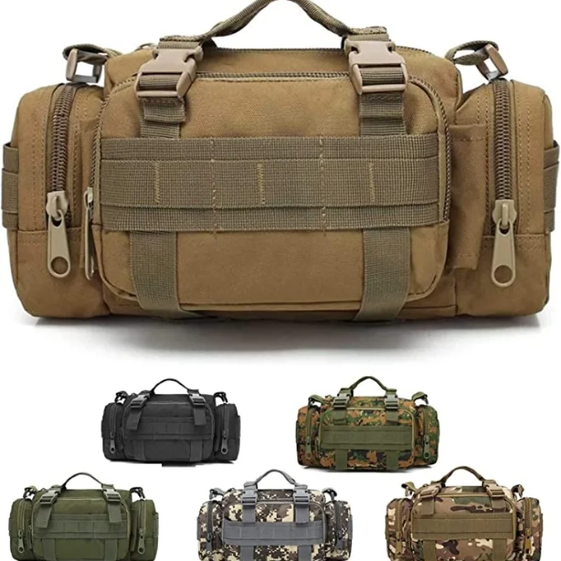 

3P Military Duffel Waist Bag, Molle Bicycle Waterproof Fanny Packs Camera Bag EDC Utility Pouch with Shoulder Strap Hand Carry