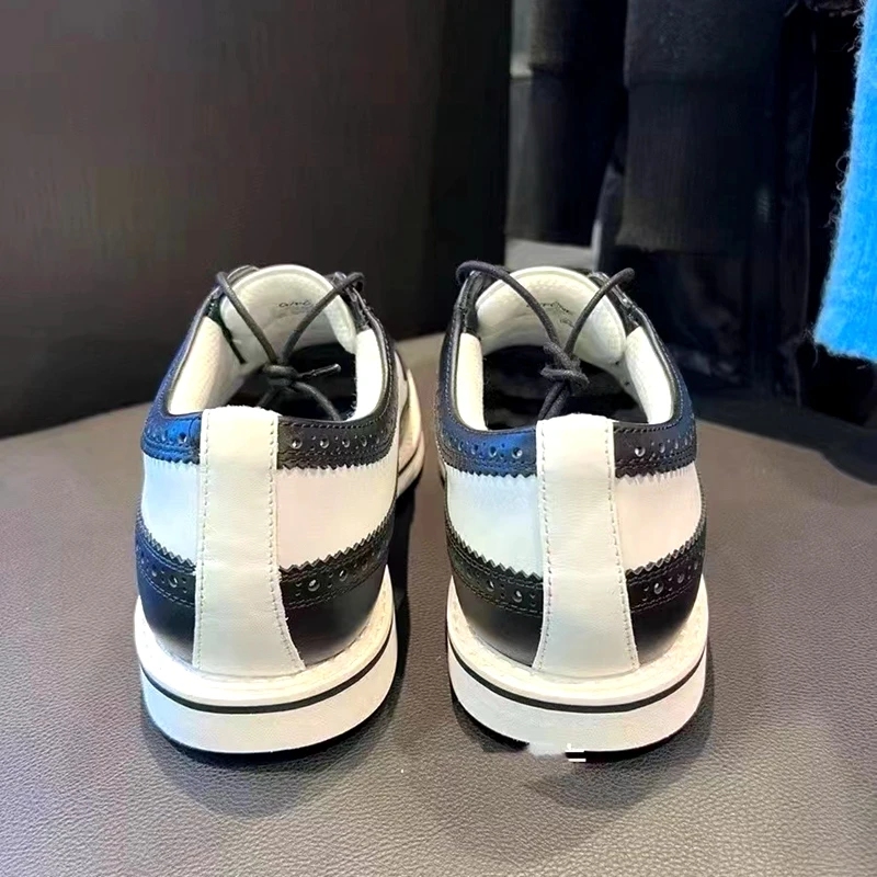 2023 Men's Sneakers Golf Shoes Korean Brand Leather Comfortable Non-slip Waterproof Fashion Outdoor Sports Casual White Sneakers