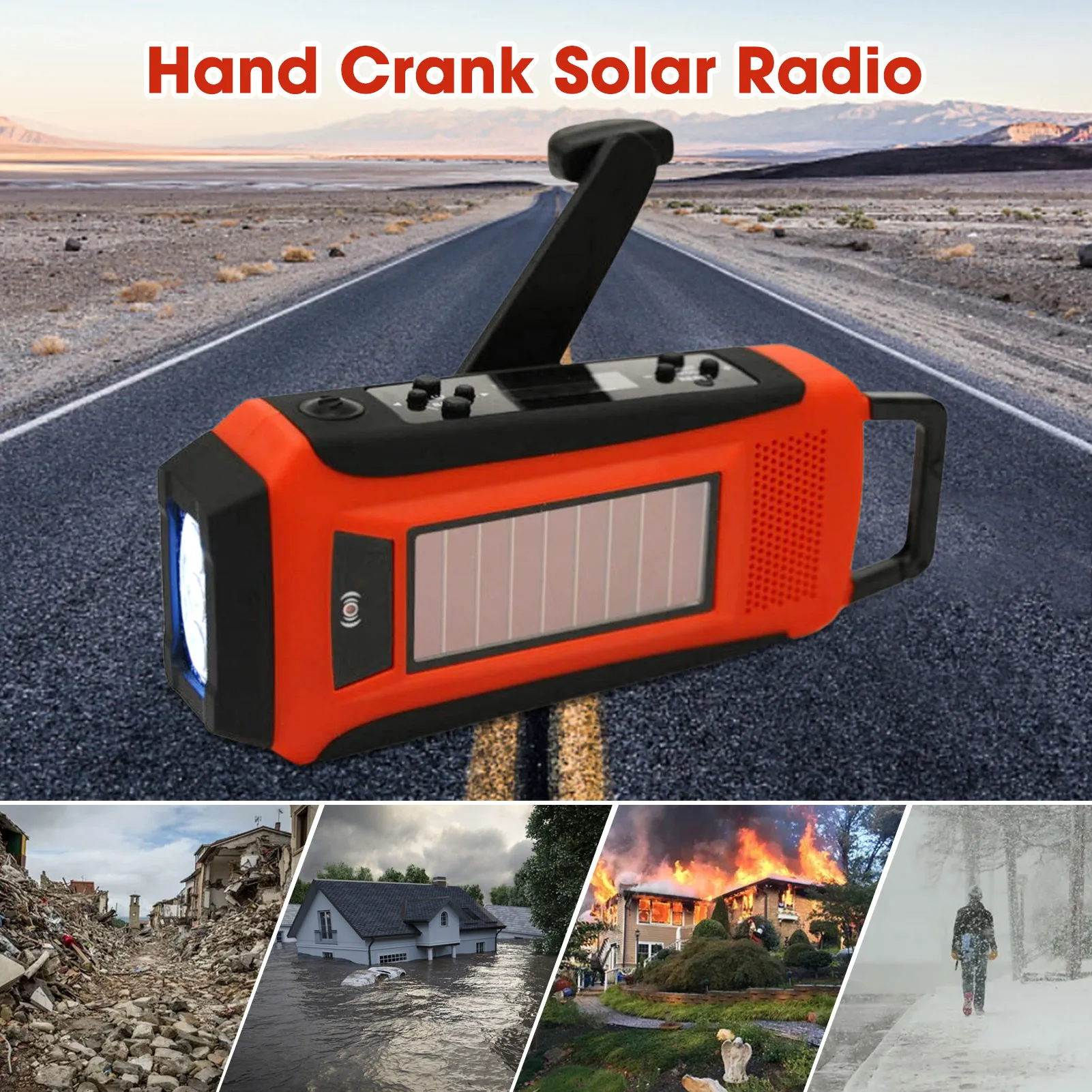

Emergency Solar Radio Emergency Hand Crank Radio NOAA/AM/FM 1200mAh Power Bank Flashlight Survival Gear For Outdoor Emergencies