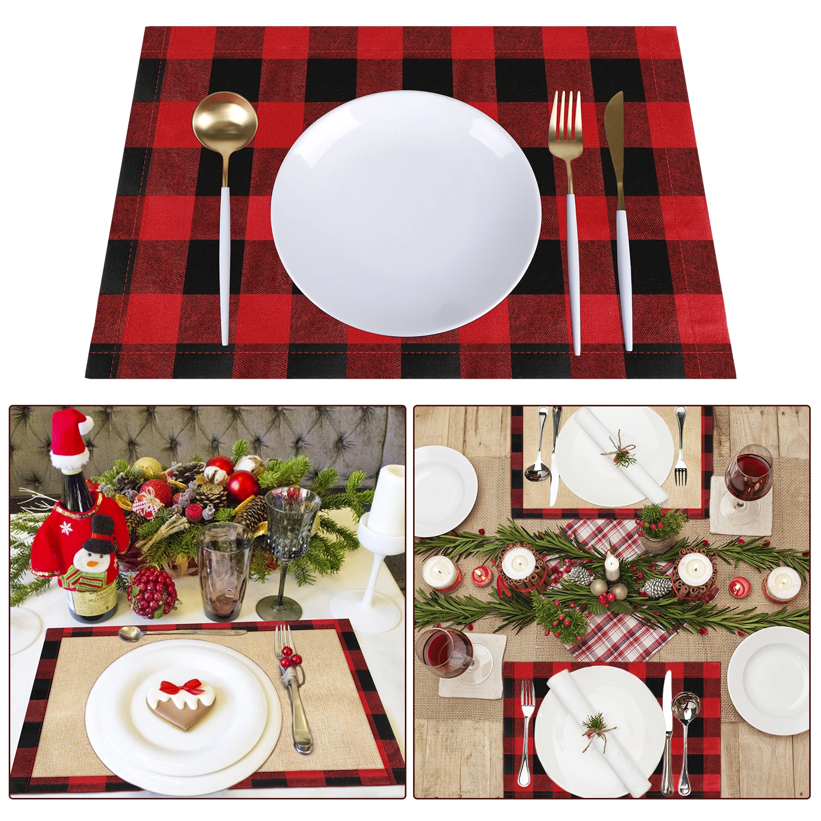 6 Упаковок Одноразовые Скатерти Из Красного Клетчатого Буйвола Двусторонняя