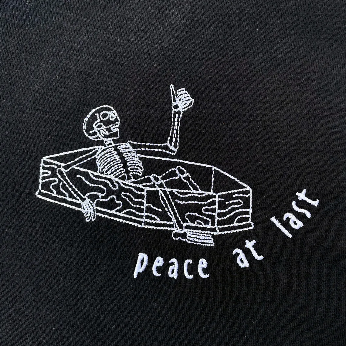 Peace at Last Забавные футболки с вышивкой черепа и графикой унисекс 100% хлопок