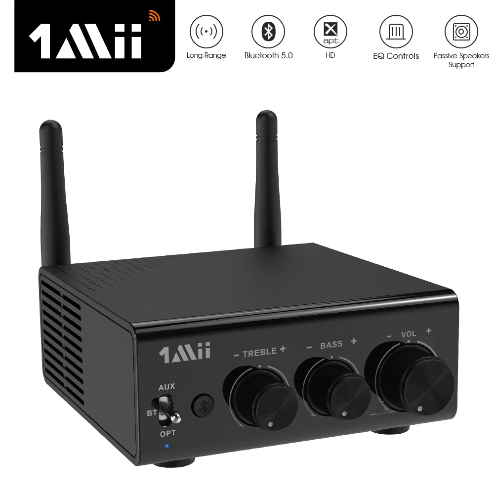 

1Mii B08S Bluetooth-compatible Audio Receiver Adapter aptX HD Hi-Fi Stereo 3.5 Aux BT Digital Amplifier for TV 100W*2 Speaker