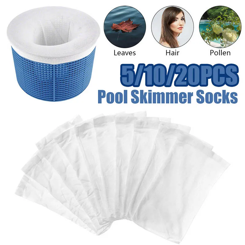 5/10/15/20/30 PCS Filter Storage Pool Skimmer Socks Nylon Mesh Design for Basket Outdoor Garden Pond Garbage Cleanup Accessories