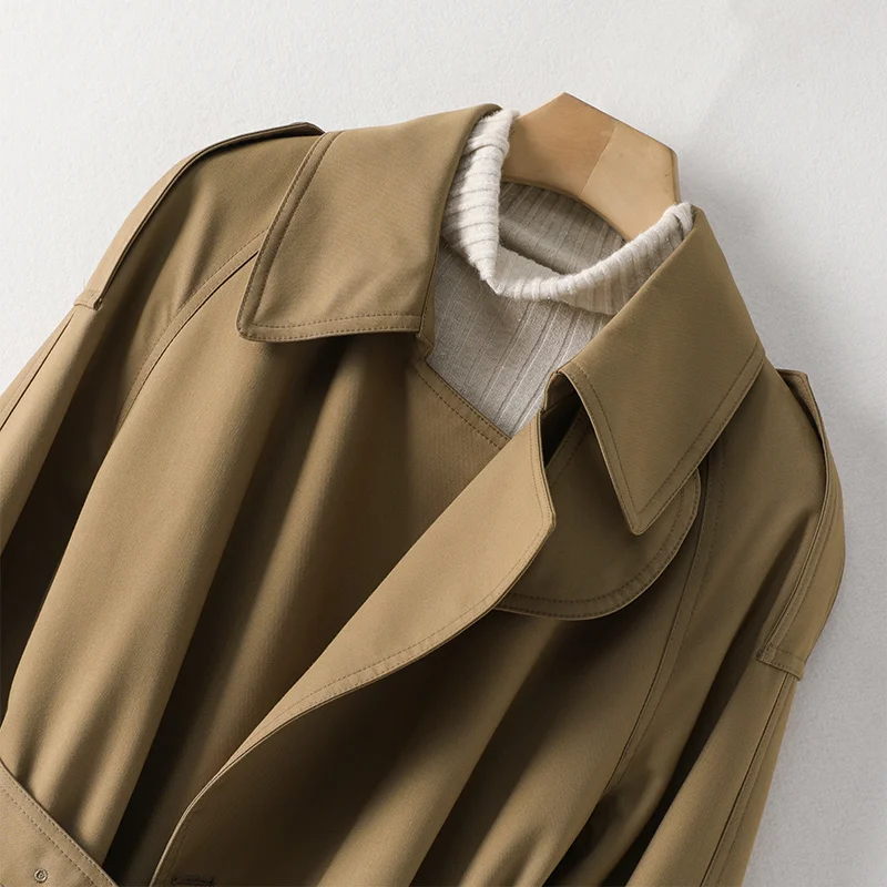 Тканый тренч Yao ~ Женский средней длины на весну и осень в британском стиле