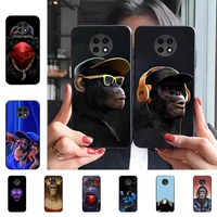 funny thinking monkey with headphone art phone case for samsung a51 a30s a52 a71 a12 for huawei honor 10i for oppo vivo y11