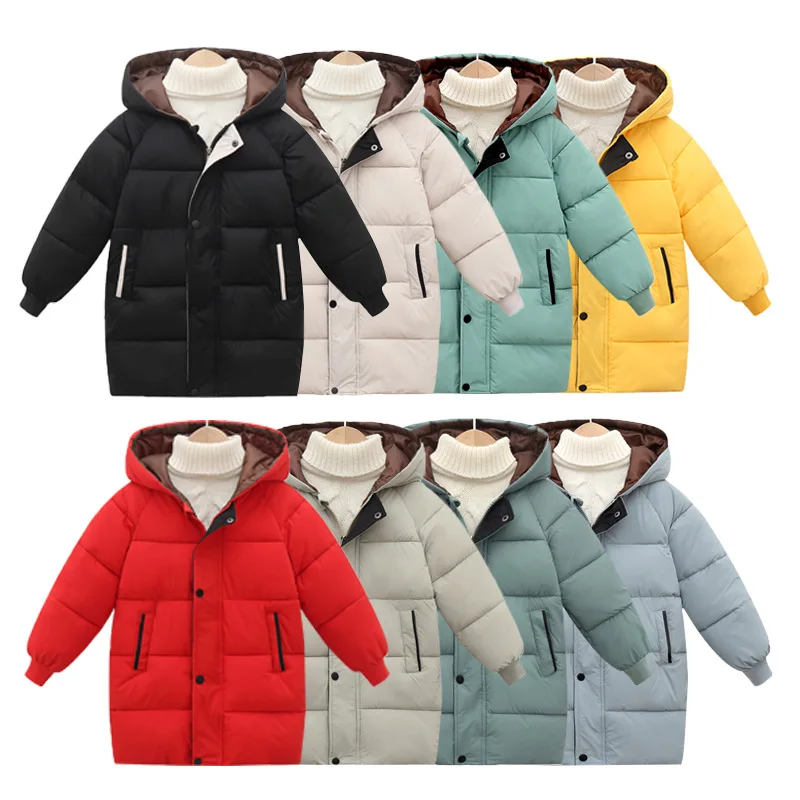 

Russia Winter Boys Girls Cotton Down Jackets Children Thickening Warm Hooded Long Coats Toddler Clothes Kids Outerwear Overcoats