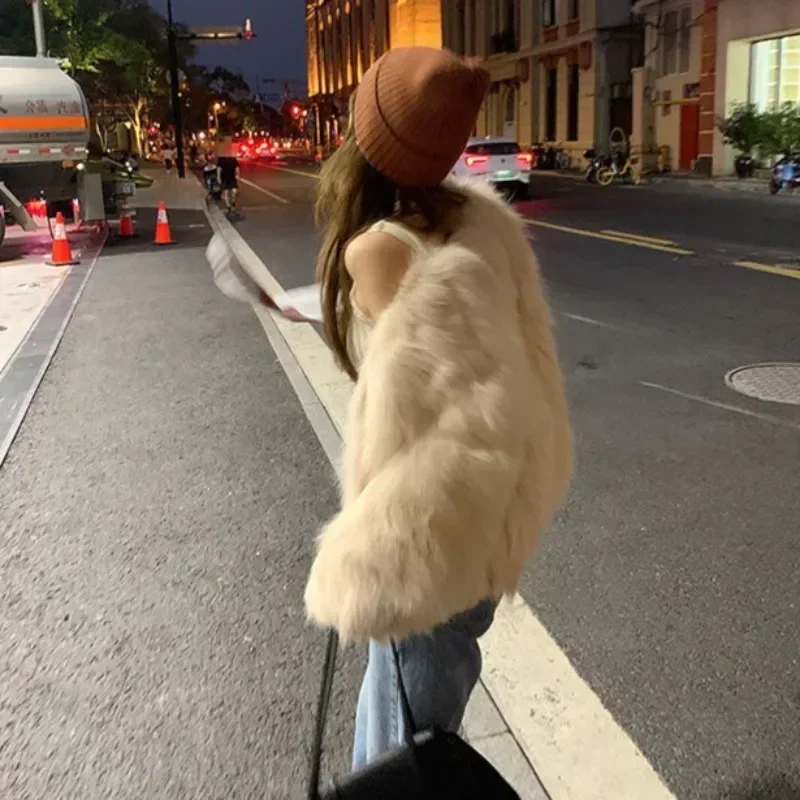 Пальто из искусственного меха Женская одежда Y2K Осень Новая мода Повседневная