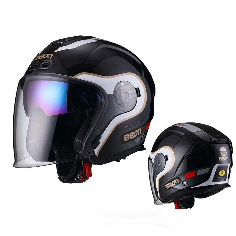ECE Men's Motorcycle Helmet Colorful built-in lenses BEON Electric Women's Motocross Scooter Accessories open face Helmets
