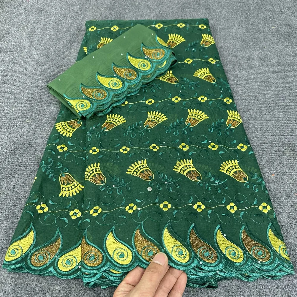 Нигерийская хлопковая кружевная ткань с камнями новинка 2024 африканская