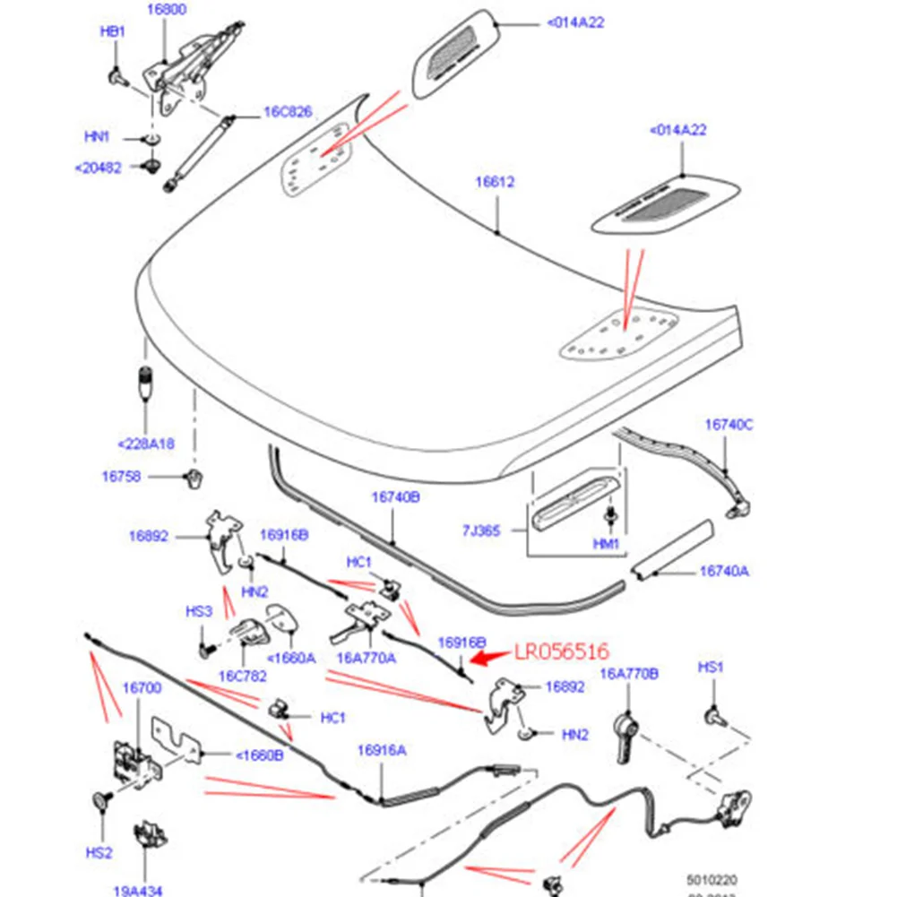 Кабель управления защелкой капота автомобиля для Land Rover Range Sport 2014-2018 LR 056516