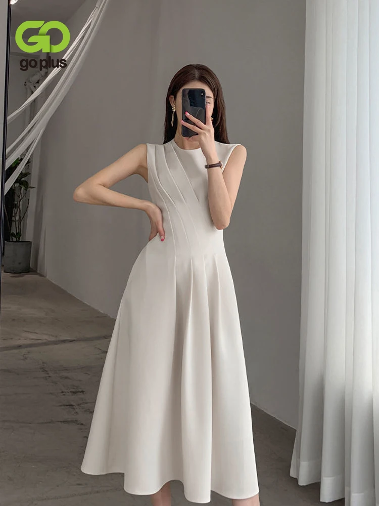 

Dress Women's Summer Dresses 2022 Office Lady Sleeveless Midi Dress Vestidos Elegantes Para Mujer Sommerkleider Damen