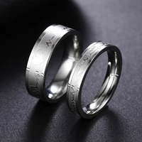 1pcs classic titanium steel ring electrocardiogram wave heartbeat ring wedding couples rings bijouterie for man or woman gift