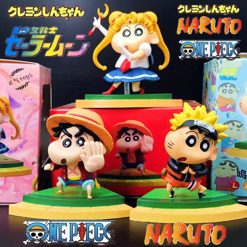 

Cartoon Anime Figure Crayon Shin Chan Cos Naruto Luffy Sakuragi Action Figures Ornament Model Children's Toy