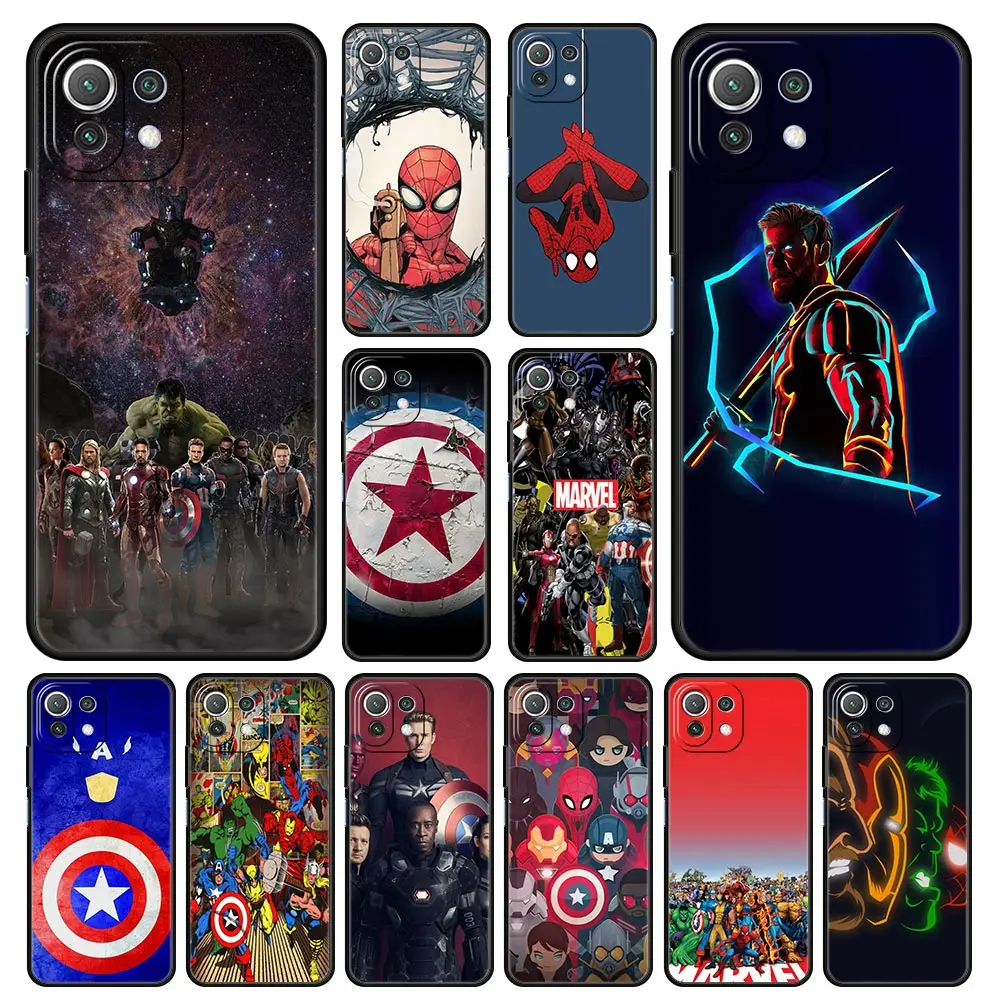

Marvel The Avengers Case Silicone TPU Soft For Xiaomi Mi 12 11 10 A2 8 Lite 11T 5G 10T Pro 9T CC9E CC9 11 Ultra Cover Funda