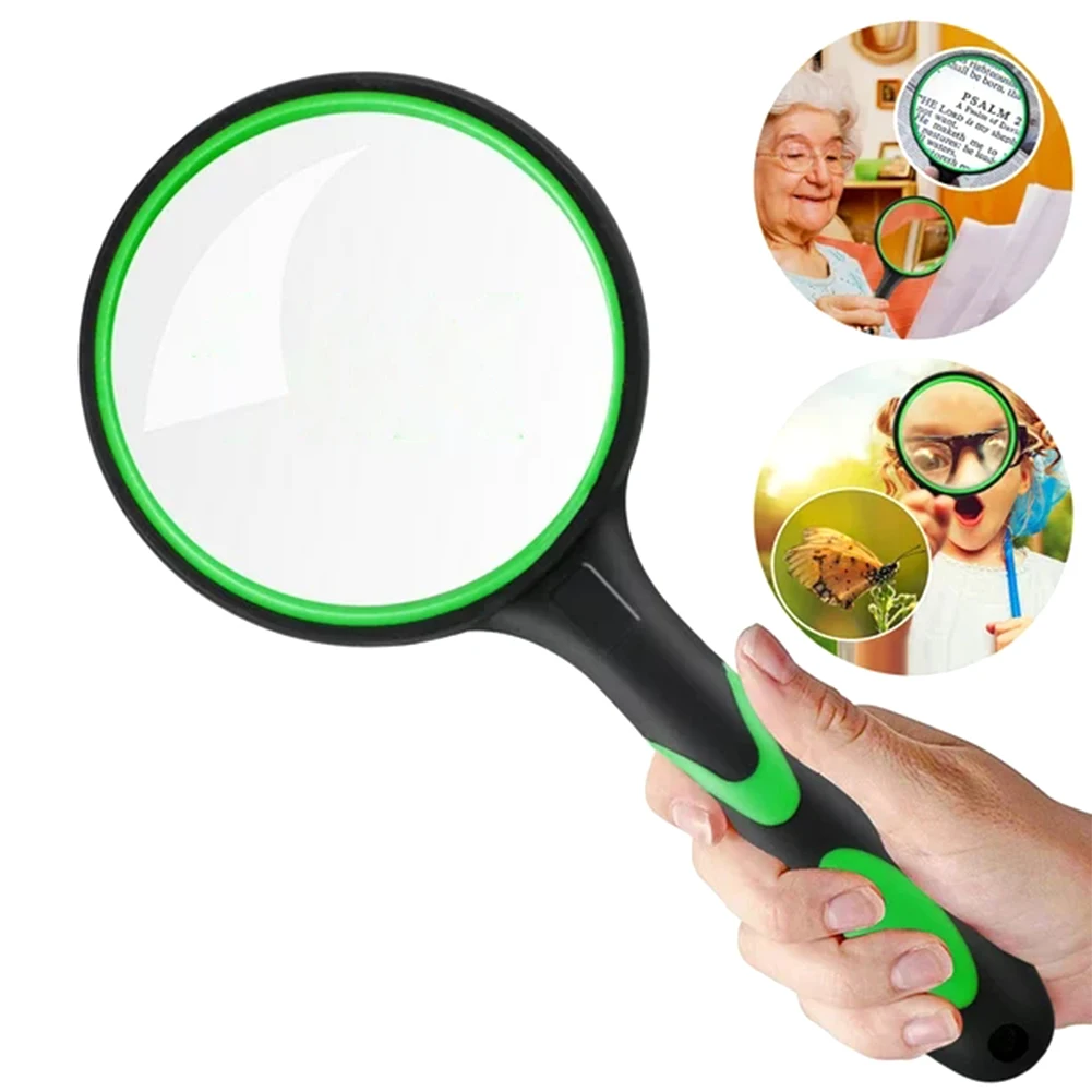 

2pcs Handheld Newspaper Reading Magnifying Glass Lens For Seniors Kids Ergonomic With Strap