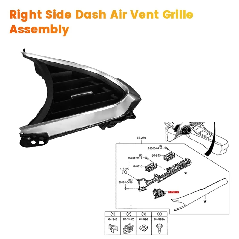 Правая сторона решетка вентиляционного отверстия в сборе для Mazda 3 2019-2024 LHD