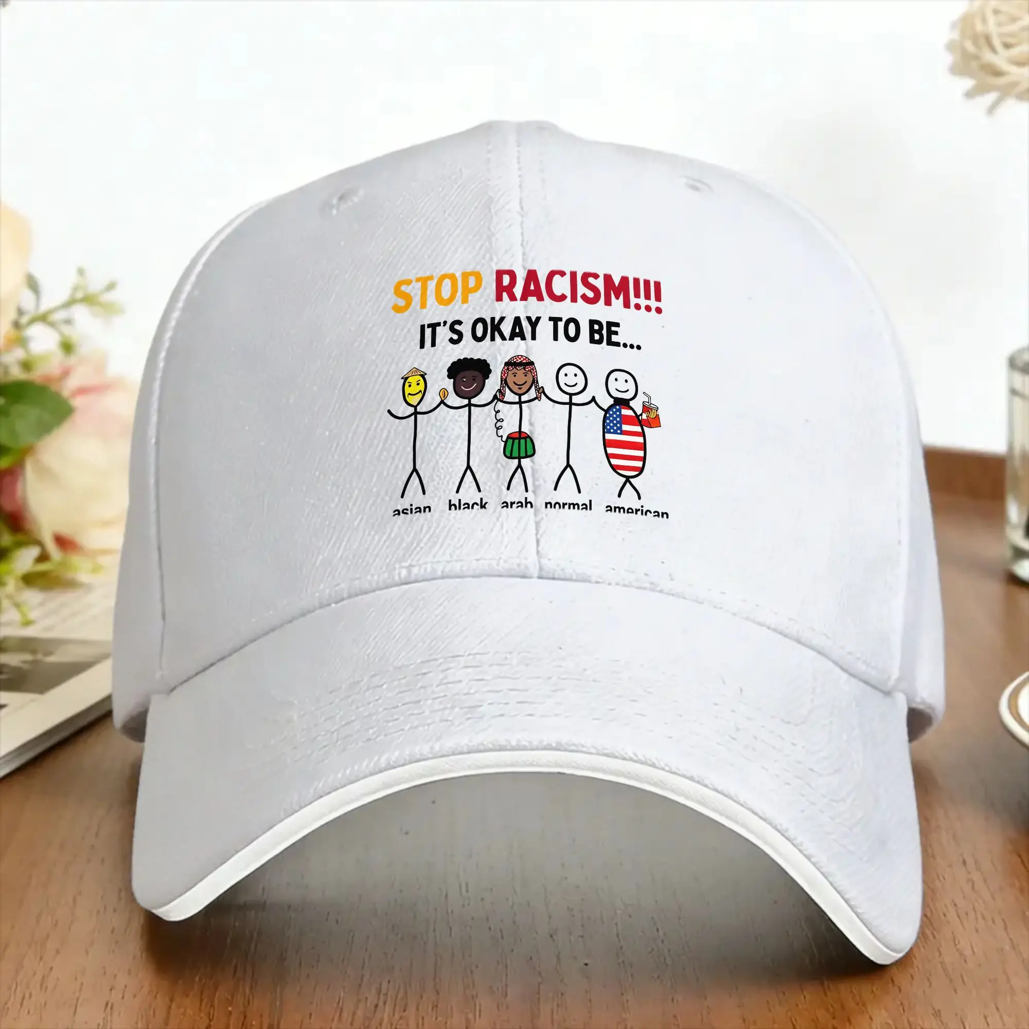 Бейсболка Sun с принтом «Stop Racism It's OK to Be» в стиле Y2K, кепка-тракер для дропшиппинга, милая кепка-снэпбэк для походов и рыбалки (art.: 3920dc08752ad) - 3920dc08752ad