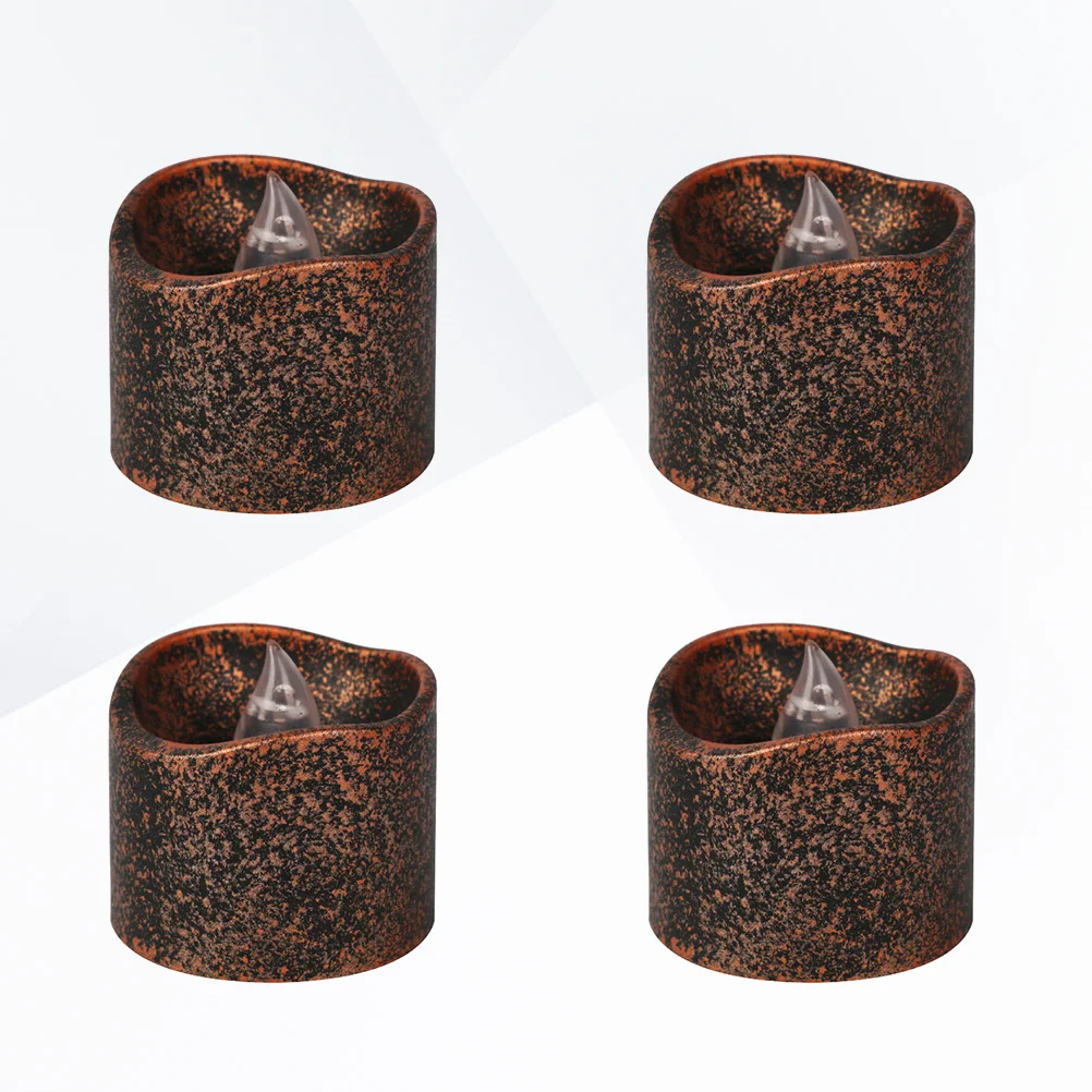 

4 Tea Ornament Powered Tealights Tea Decoration Yellow Lamp Warm Flickering Tea