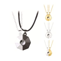 fashion yin yang tai chi magnetic pendant necklace for couple women friendship jewelry choker rope chain party lover gifts
