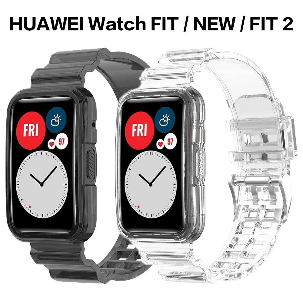 

Case+Band For Huawei Watch Fit 2 Strap Plastic Sport Clear Integrated silicone Belt Bracelet correa Huawei Watch Fit/new Strap
