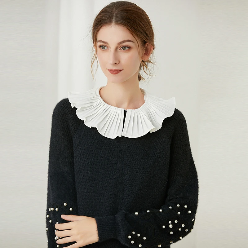 

White Fake Collar Shirt Women Shawl Detachable Shirt Collar Lace False Collar Lapel Blouse Women Clothes Accessories Faux Col