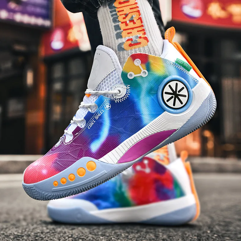 Brand Mens Professional Basketball Shoes Couple Fashion Colorful Sneakers Men Athletic Sport Shoes High Top Basket Sneakers Men